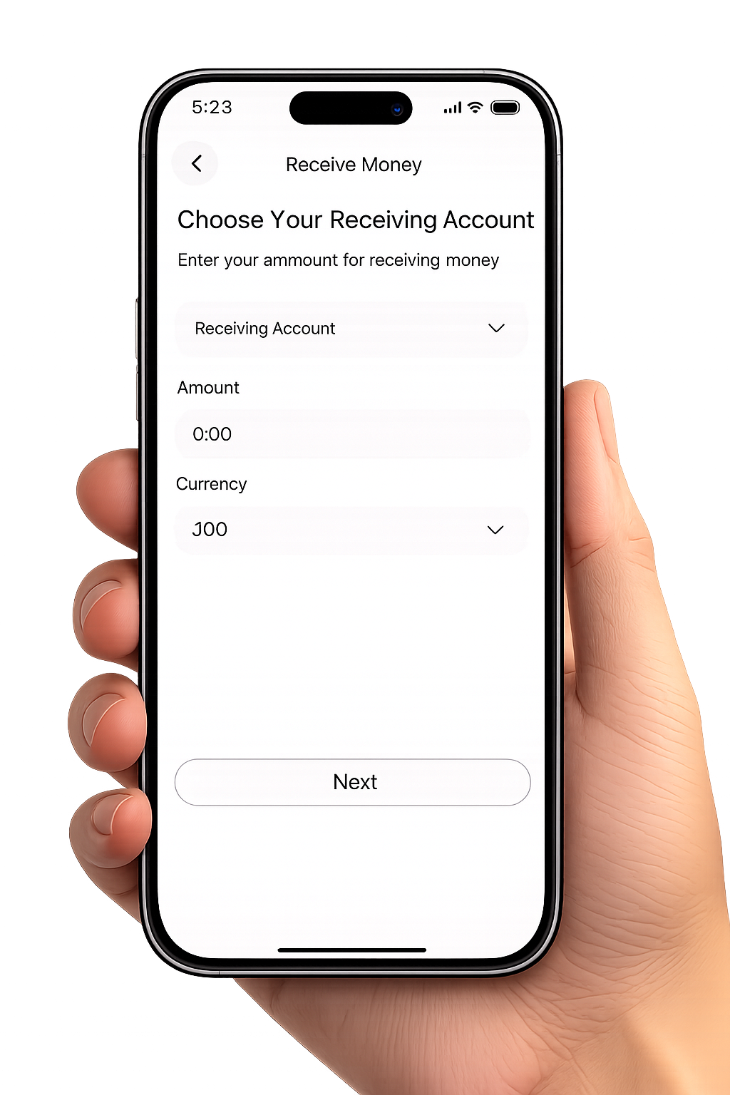 Receive money flow and received transfer screen