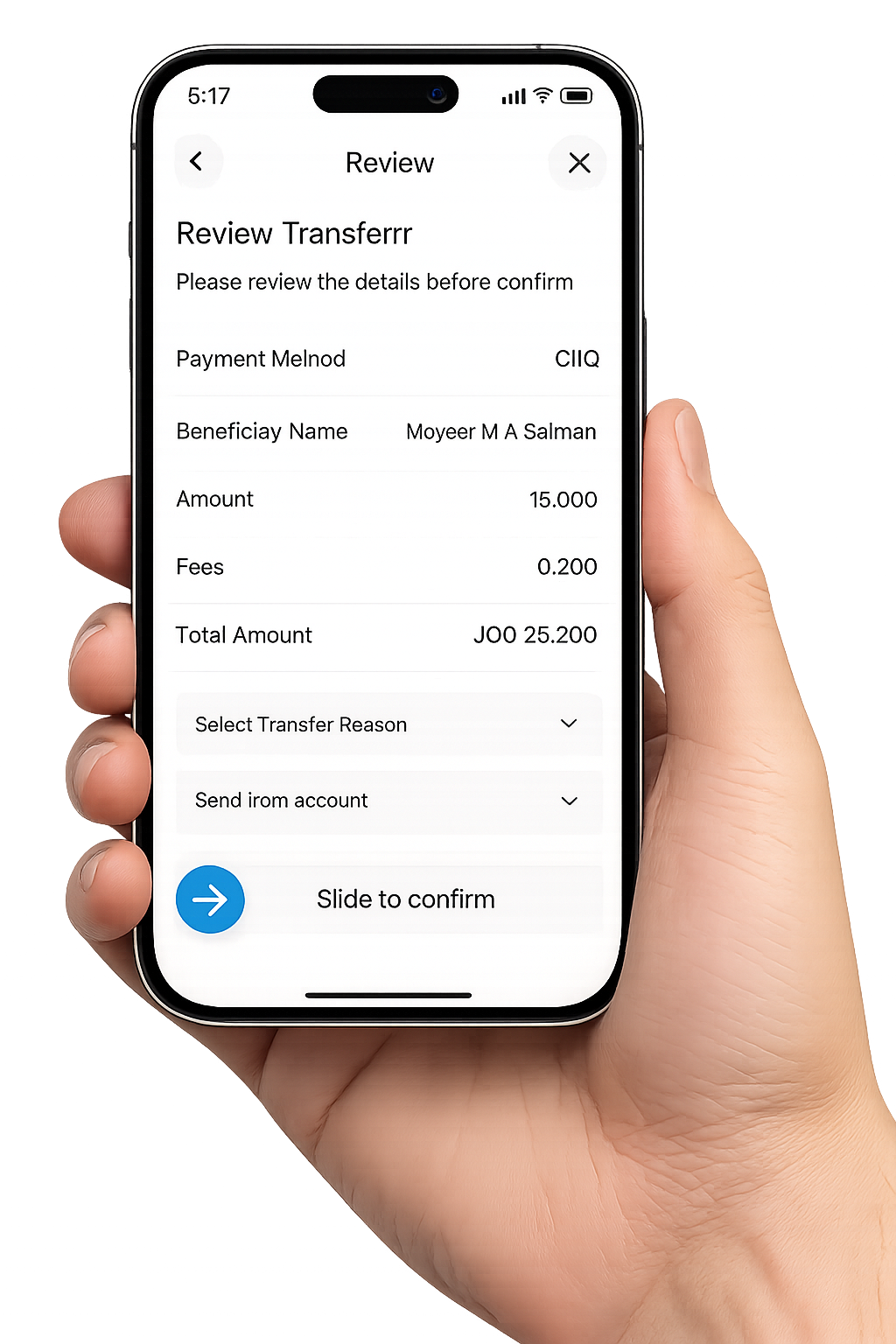Review transfer before sending