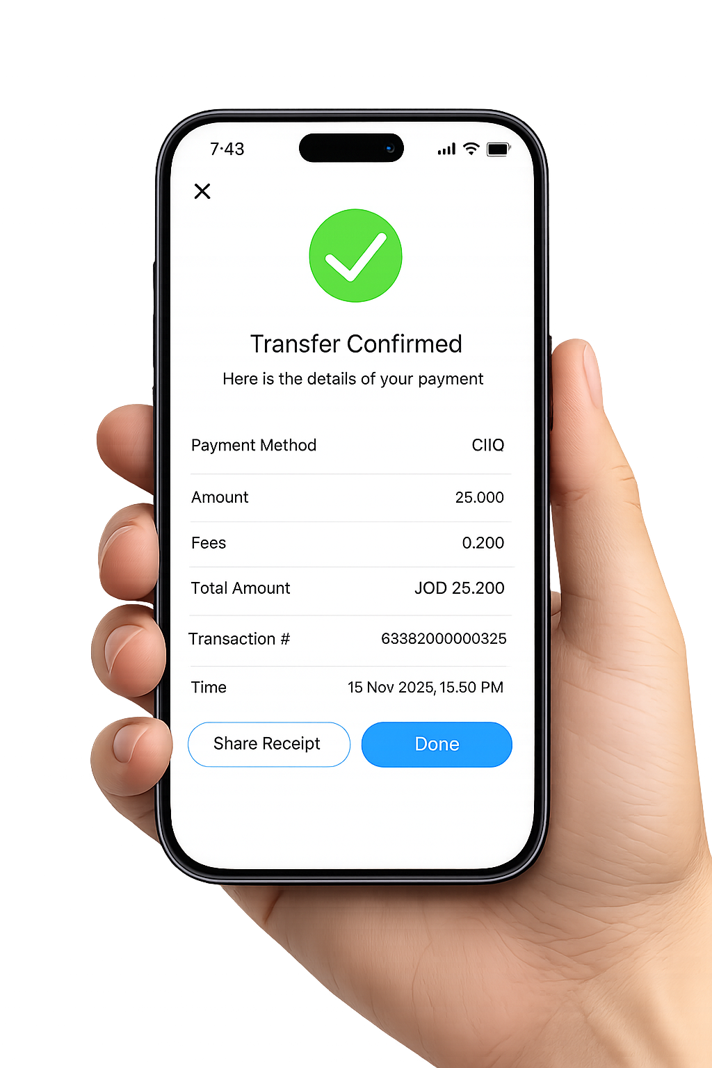Walyt confirmation screen preview