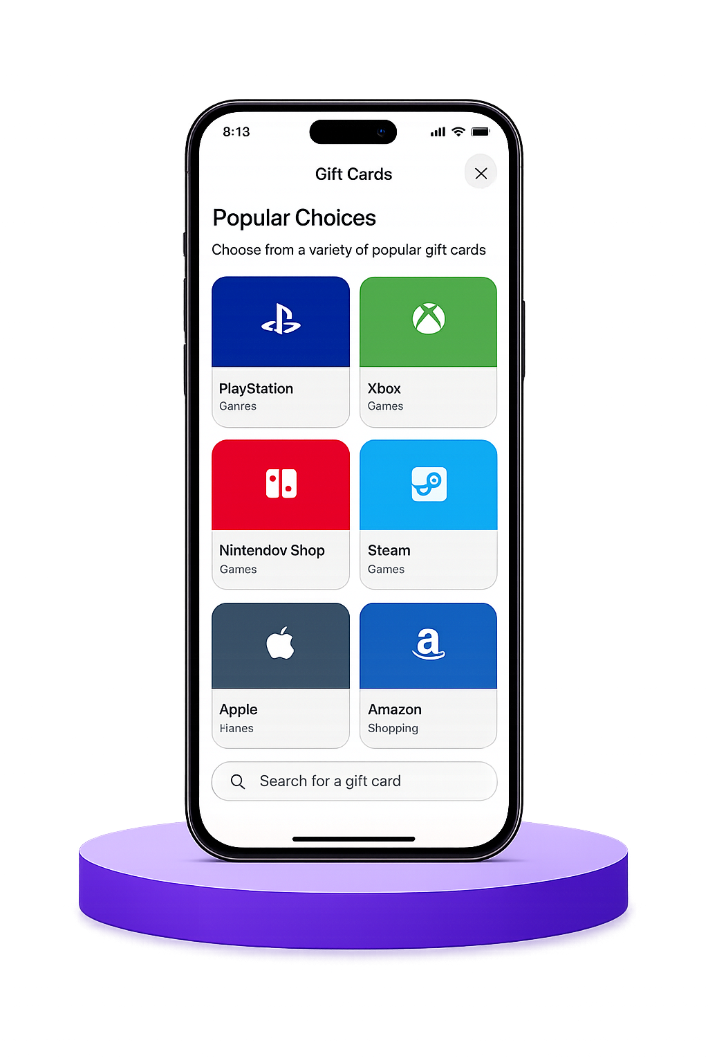 Walyt digital services selection screen